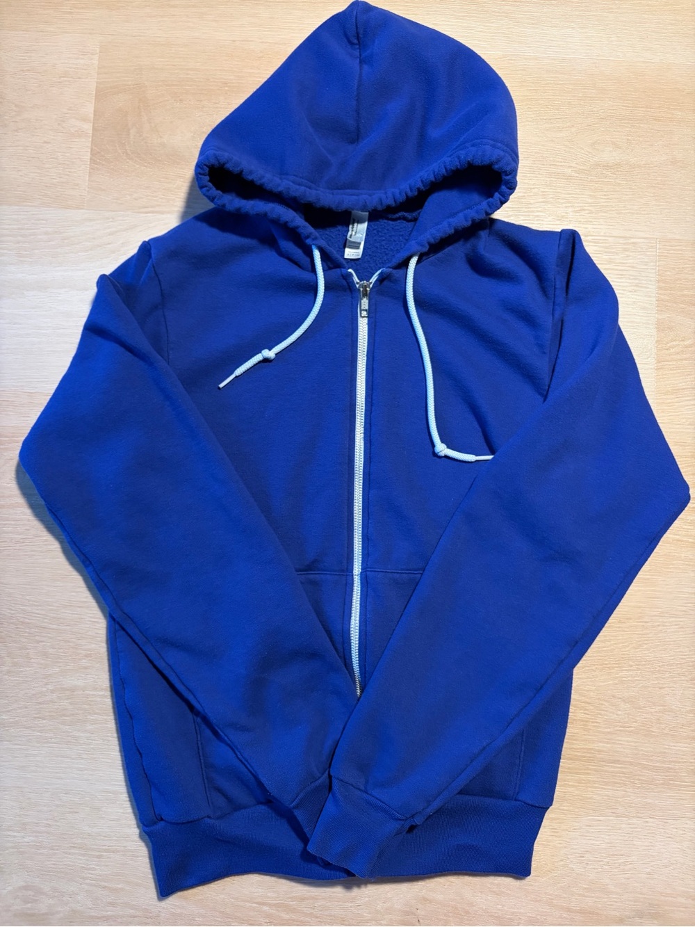 American Apparel Flex Fleece Royal Blue Zip Hoodie S Y2K